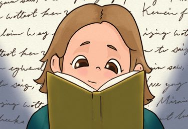 A woman reading.