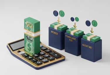 A professional 3D golden calculator icon illustrating Gross Commission Income