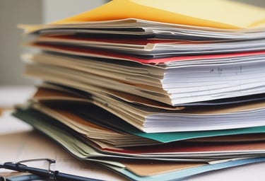 A professional woman reviewing business process charts in a modern office.