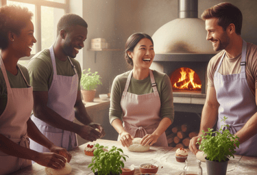 personas disfrutando de un taller para hacer pasteles