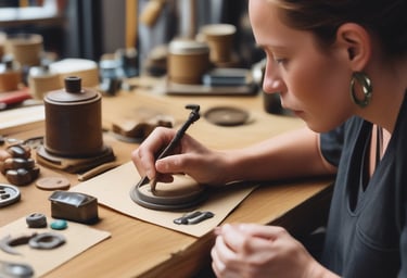 Girl making crafts with stiff materials