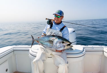 Bluefin tuna on the fly, Long Island, New York