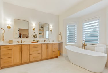 Bathroom renovation in Cumming, GA with custom tile shower and modern vanity