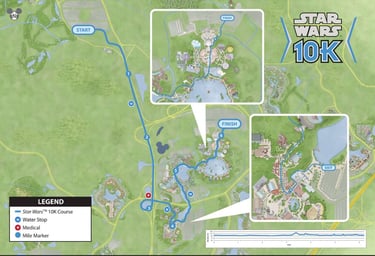 2017 runDisney Star Wars The Dark Side Half Marathon Weekend 10K Course Map