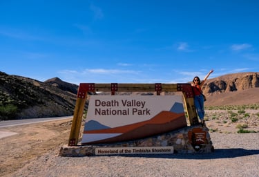 Death Valley Entrance Sign, Solo Girl Travel