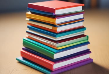 stack of colorful books