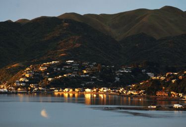 An evening view of Karehana Bay, from Paremata, Porirua City, New Zealand