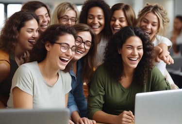 A vintage-style poster depicting a woman with a confident expression, dressed in a blue work shirt and red bandana, reminiscent of the 'Rosie the Riveter' iconography. The woman is flexing her arm to show her strength, with tattoos visible. The poster includes the text 'Warning' and 'Woman at Work', suggesting empowerment and gender equality. The background consists of a tiled wall and an orange panel at the top.