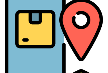 a cell phone with a map pointer to the location of a location