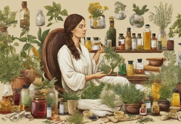 Selection of herbal remedies on a picture
