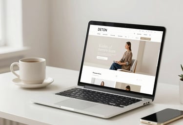 a laptop computer sitting on top of a wooden table