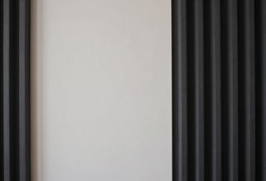 A minimalist architectural detail of a Lagos recording studio, featuring clean lines and a palette of #0A0A0A and #F5F5EB.