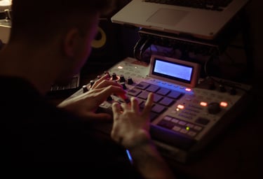 a man using a drum machine