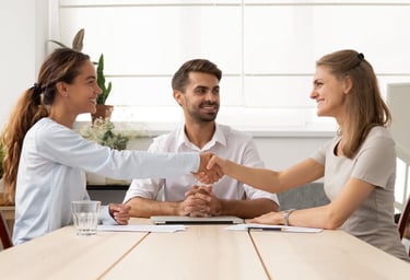 two people in mediation with mediator