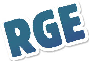 Texte du logo "RGE" Reconnu Garant de l'Environnement