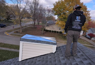 "Preventive maintenance on a chimney by Profaster Services in Des Moines."