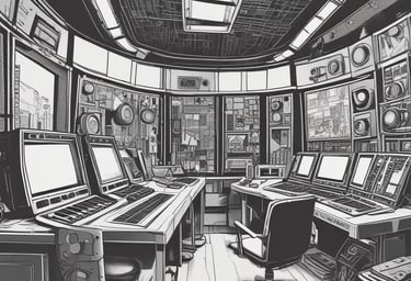 Musicians recording in a professional studio with advanced audio equipment.