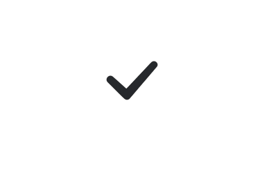 A minimalist dark grey checkmark icon centered on a solid black background.