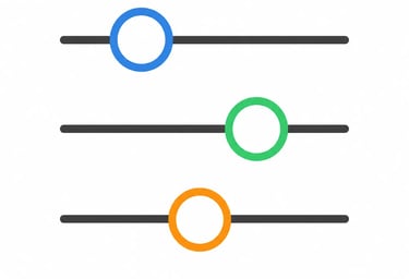 Illustration de curseurs colorés symbolisant l’ajustement et l’équilibre personnalisé