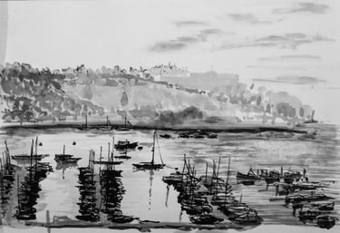 Original Ink and watercolour sketch by Mark D. Exon