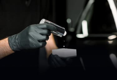 Applying advanced nano ceramic coating to a car for enhanced protection and shine in Riyadh
