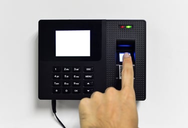 a person is pressing a button on a access control system