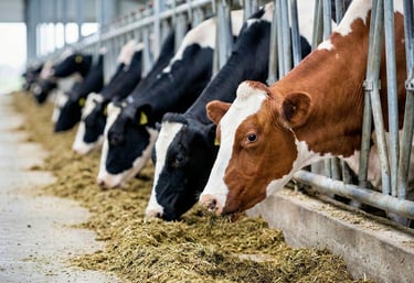 Dairy cows eating straights from Straights Direct