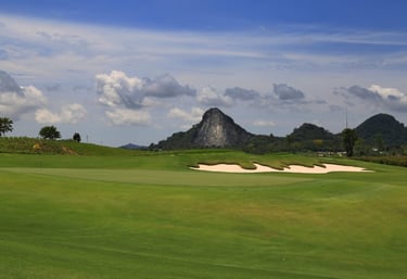 chee chan golf course with Buddha mountain in the background