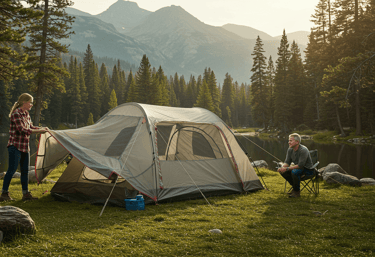 Best family camping tents 2025 setup in a scenic US National Park campground,