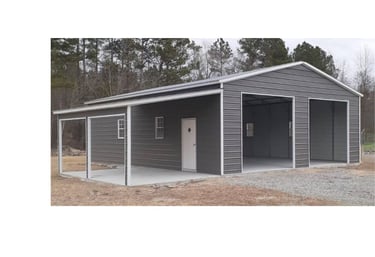 Metal garage combo building with lean-to in Texarkana AR by Caney Creek Sheds