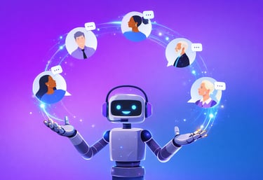 AI voice agent coordinating conversations with multiple customers in a hybrid call center environmen