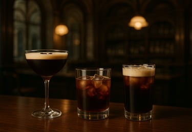 Espresso martini, cold brew, delicious and refreshment coffee specialty cocktails