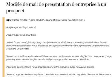 modele mail presentation entreprise