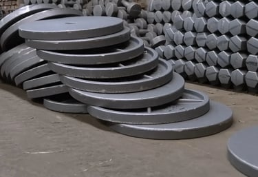 Cast iron components prepared for coating and finishing stages