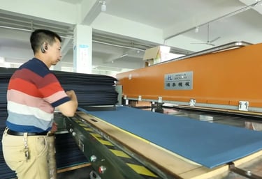 Yoga mats cut into final shape according to product specifications