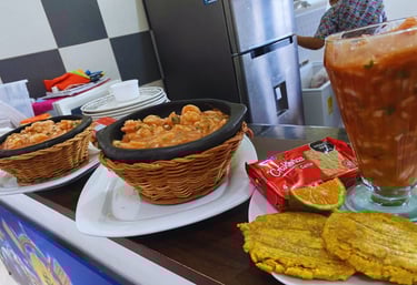 Cazuela de Camaron, cevique , restaurante Magangue Altavista, Quimbaya Quindio