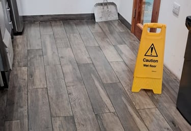 mopped floor in a business