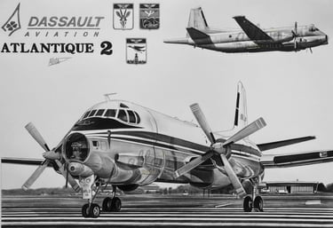 Dessin réaliste en noir et blanc de l'avion ATL 2