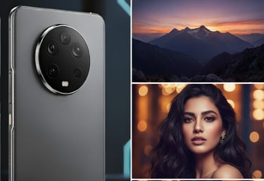 uma mulher com uma câmera e um telefone