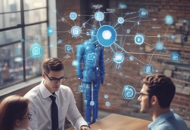 A sleek dashboard displaying AI analytics and customer data trends.