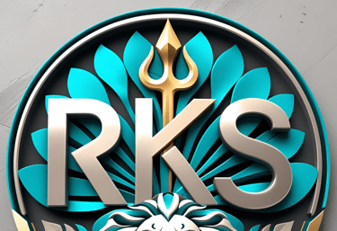 a logo for a business that is a royal blue and gold