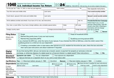 a form 1040 tax form with a tax form