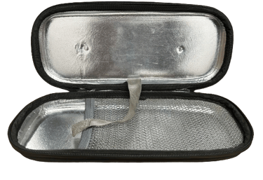 a case pouch bag with silver coating inside to keep product cool