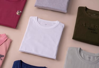 a variety of t - shirts and polo shirts