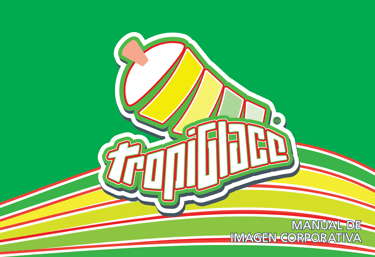 Un logo para una heladería de nombre tropiglace