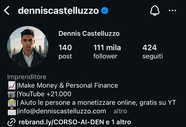 Profilo Instagram di Dennis Castelluzzo
