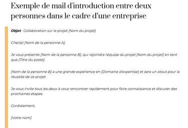 mail d'introduction entre deux personnes