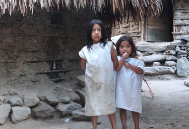Kids from the Kogui Tribe, indigenous kinds Kogui