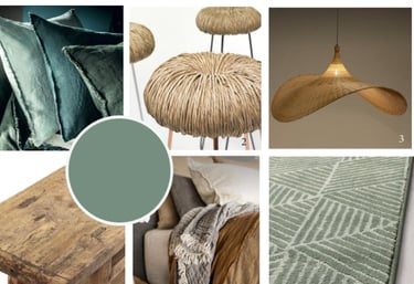 Planche d'ambiance d'une chambre d'un boutique hôtel