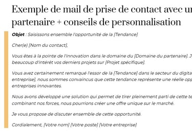 mail premier contact professionnel exemple